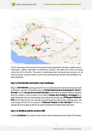 example page 2 from our offline Travel Guide for El Salvador